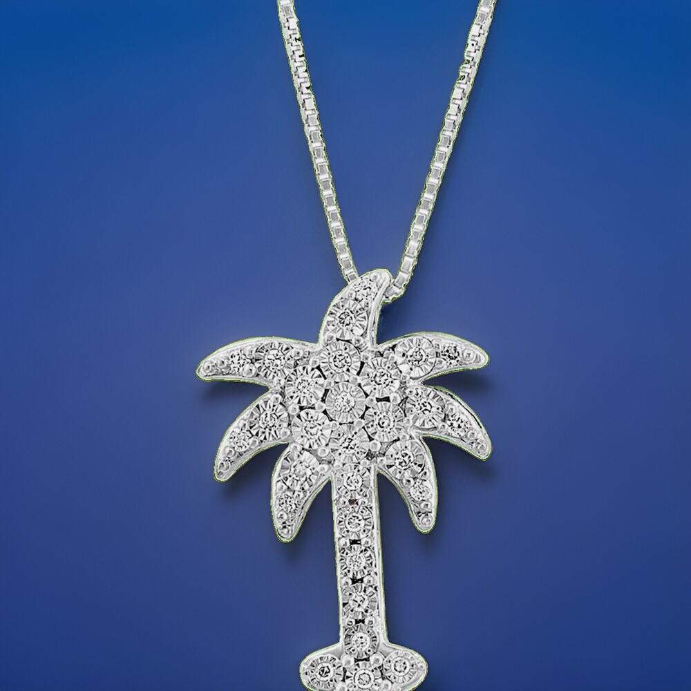 NEW! Effy Diamond & Sterling Silver Palm Tree Necklace / MSRP $675/A Great Gift!